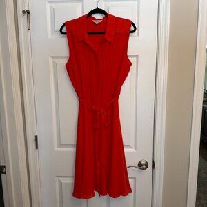 NANETTE LEPORE red coral chiffon shirt dress (14)